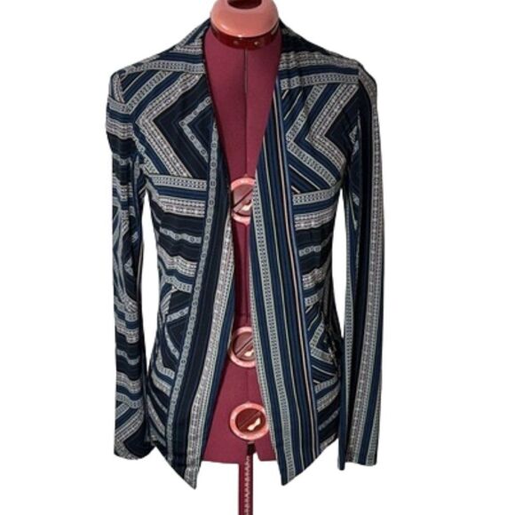 BCBGeneration Navy Multi-Pattern Draped Jacket Small - Picture 2 of 11